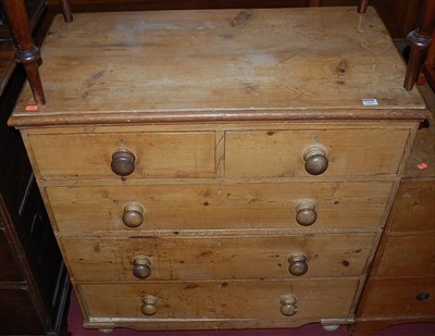 Lot 1264 - A Victorian pine chest of two short over three...