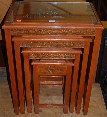 Lot 1265 - A contemporary Chinese hardwood and relief...