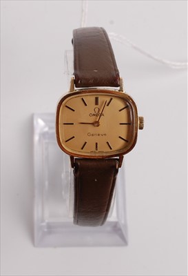 Lot 468 - A lady's gold plated Omega Geneve wristwatch,...