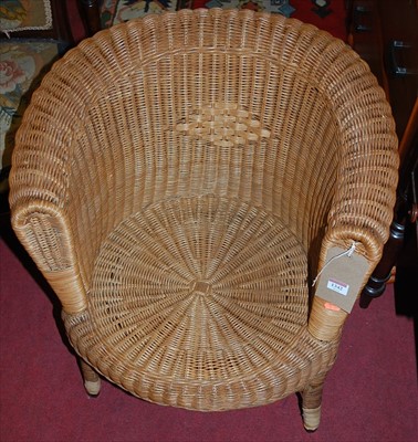 Lot 1342 - A pair of child's wicker tub conservatory chairs