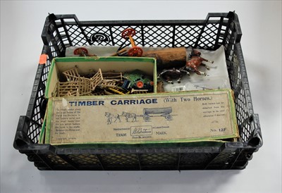 Lot 722 - A boxed Britains timber carriage with two...