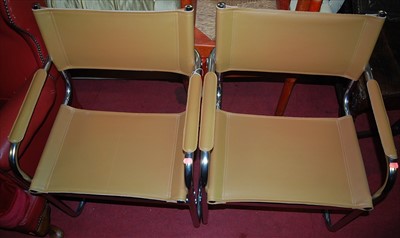 Lot 1350 - A pair of contemporary tubular chrome framed...