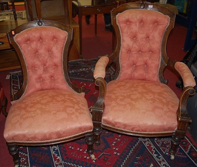 Lot 1355 - A pair of Victorian walnut ladies and gents...