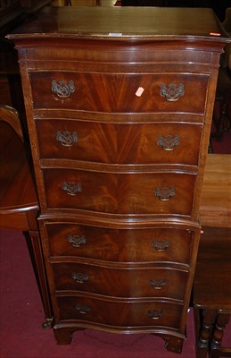 Lot 1386 - A reproduction mahogany serpentine front...