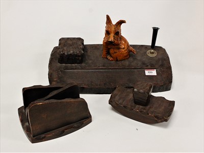 Lot 886 - A carved wooden desk stand, together with...