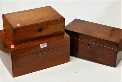 Lot 889 - A 19th century mahogany tea caddy, together...