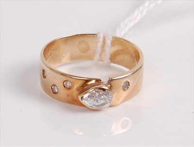 Lot 527 - A 14ct gold cz set dress ring, 3.4g, size L