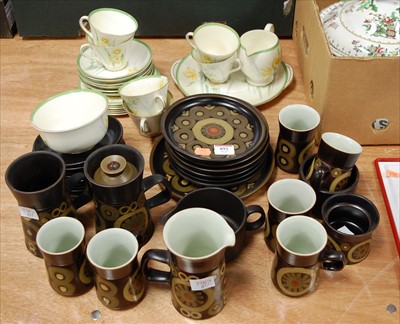 Lot 892 - A 1970s Denby brown stoneware part tea service,...