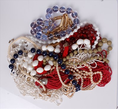 Lot 547 - Assorted beaded necklaces, costume jewellery etc