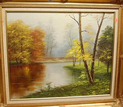 Lot 1007 - C. Richard (contemporary) - River landscape...