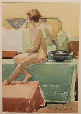 Lot 1015 - Brian Taylor - Female nude interior study,...