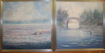 Lot 1019 - Rosemary Tapia - Pair; Boating on the river;...