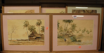 Lot 1037 - K. Nakajima - Five various watercolour studies...