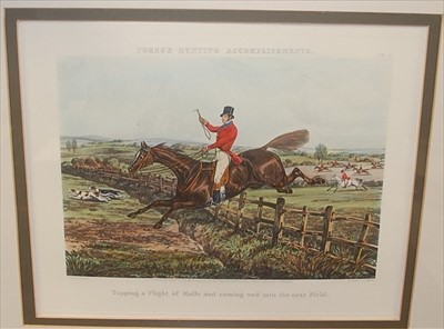 Lot 1042 - After Henry Alken - 'Topping a flight of rails...