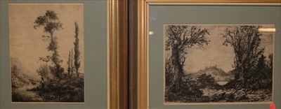 Lot 1048 - Three similar 19th century etchings of country...