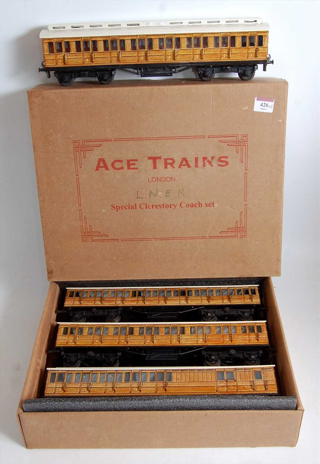 Lot 426 - Set of 4 ACE Trains LNER teak clerestory...
