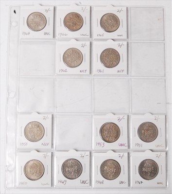 Lot 86 - Great Britain, a collection of two shillings dates to include