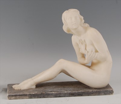 Lot 204 - An Art Deco carved alabaster figure of a...