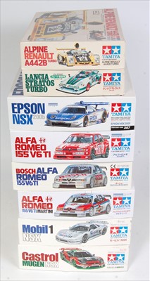 Lot 1573 - Eight various boxed as issued Tamiya 1/24...