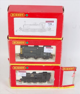 Lot 728 - 3 Hornby 0-6-0 locomotives BR green diesel...