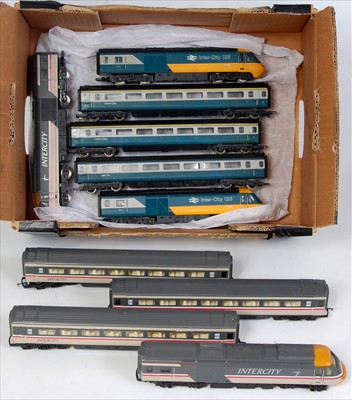 Lot 778 - Two Hornby 5 coach HST sets are BR blue/grey,...