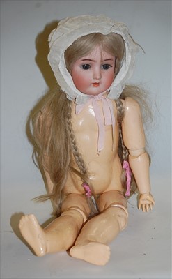 Lot 2077 - An Alt Beck & Gottshalck bisque head doll,...