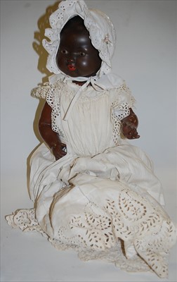 Lot 2080 - An Armand Marseille bisque head black doll,...