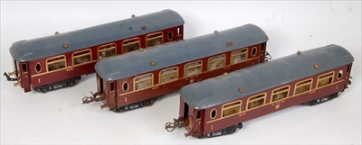 Lot 472 - Three 1930-41 Hornby saloon coaches LMS no....