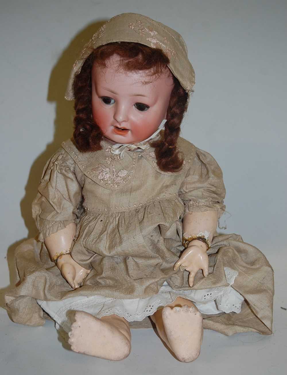 Lot 2105 - A Gebruder Ohlhaver bisque head doll, having...