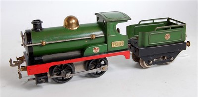 Lot 483 - 1920-3 Hornby no. 1 clockwork loco and tender,...