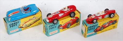 Lot 1645 - A Corgi Toys boxed racing car diecast group,...