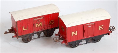 Lot 501 - Two 1934-9 Hornby Gunpowder vans, both with...