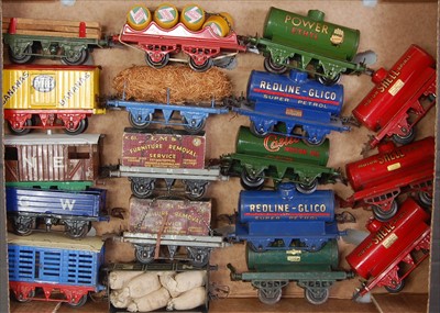 Lot 507 - Pre-war Hornby:- 10 wagons and 8 tanks;...
