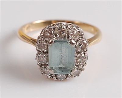 Lot 2130 - A yellow and white metal, aquamarine and...
