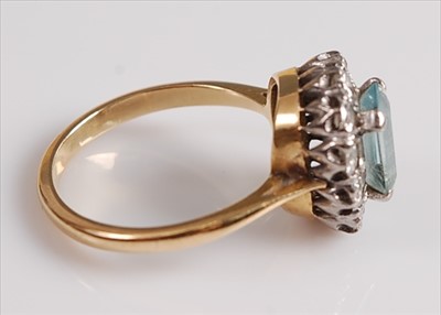 Lot 2130 - A yellow and white metal, aquamarine and...