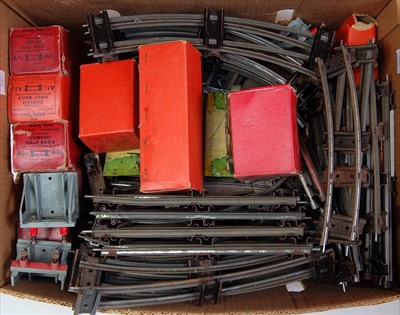 Lot 537 - Large box of Hornby clockwork track including...