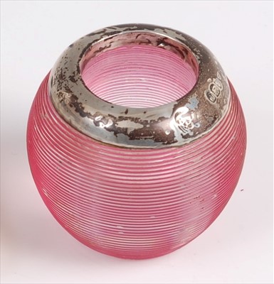 Lot 118 - An early 20th century pink glass and silver...