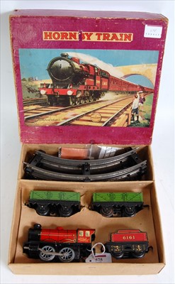 Lot 575 - 1947-54 Hornby MO goods train set, red MO loco...