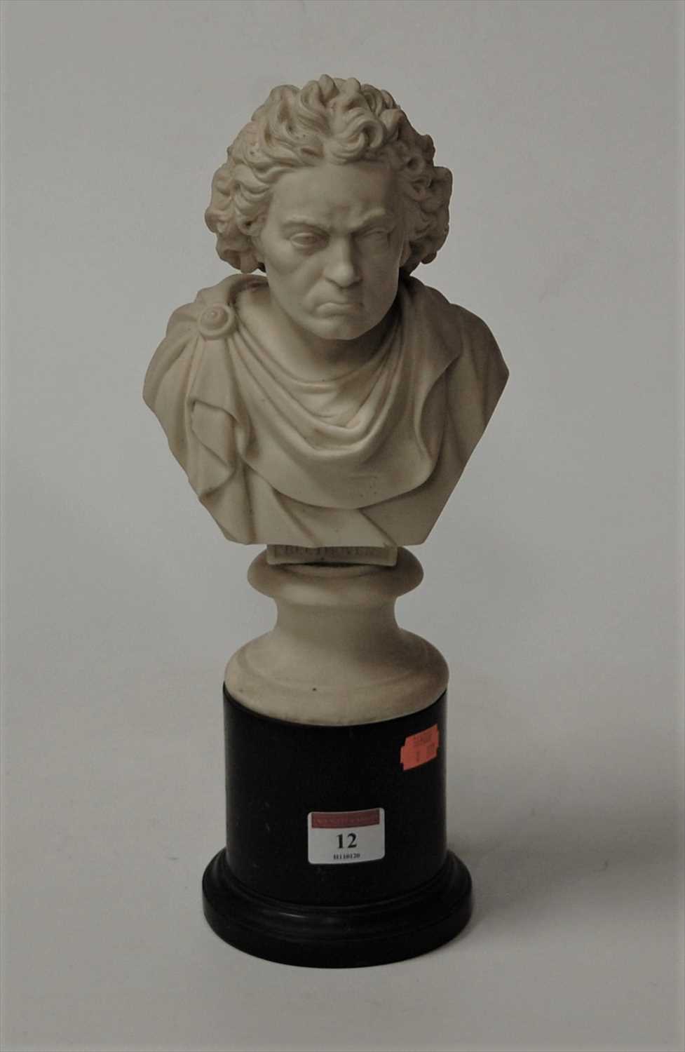 Lot 12 - A Copeland Parian bust of Beethoven, on...