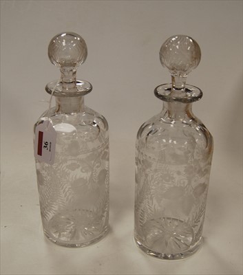 Lot 36 - A pair of Victorian thumb cut and acid etched...