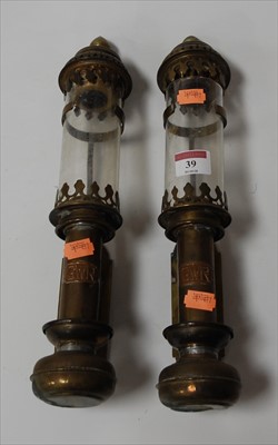 Lot 39 - A pair of G.W.R. brass carriage lamps, 33cm