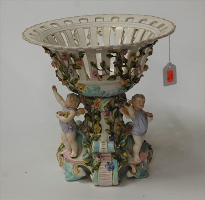 Lot 49 - A continental porcelain basket centrepiece,...