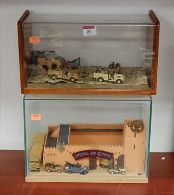 Lot 55 - A scale model of a fort with diecast support...