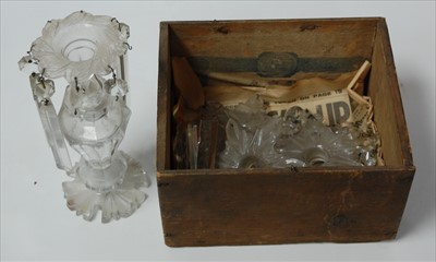 Lot 143 - A Victorian cut glass pedestal candle holder...