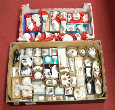 Lot 69 - A collection of crested cabinet china wares,...