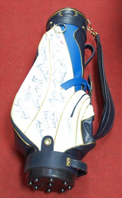 Lot 79 - A Titleist golf bag, extensively signed to...
