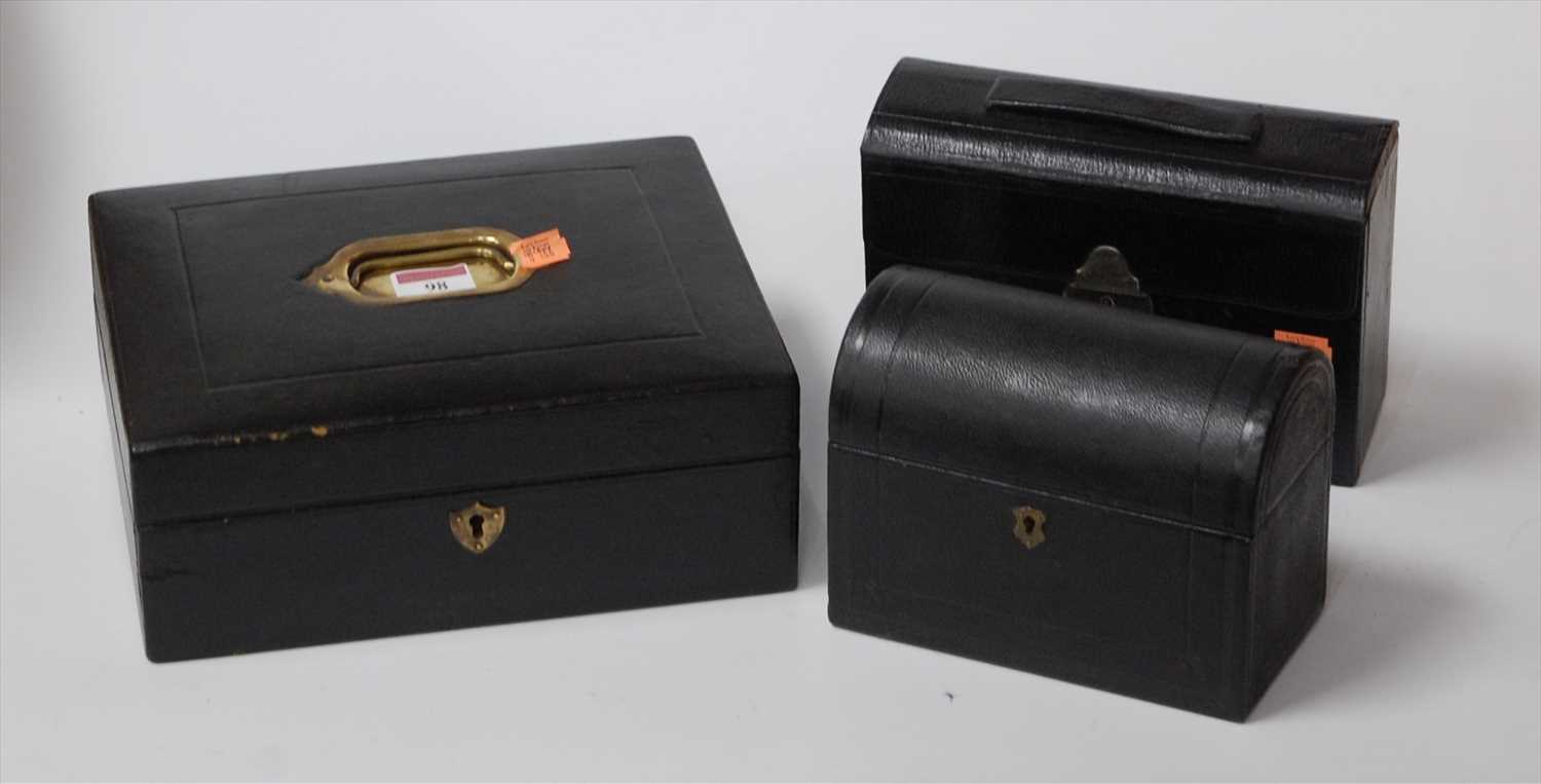 Lot 98 - A leather bound fitted writing box, having...