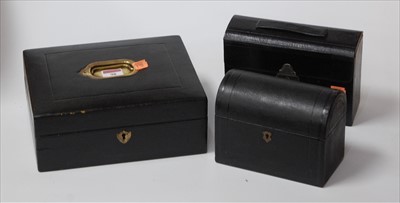 Lot 98 - A leather bound fitted writing box, having...
