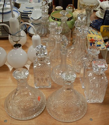 Lot 110 - A pair of cut glass ships decanters and...