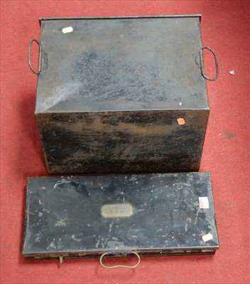Lot 159 - Two early 20th century black painted metal boxes